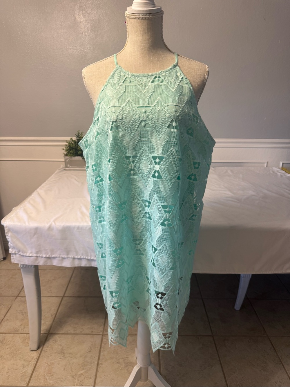 Xhilaration Mint Crochet Halter Dress